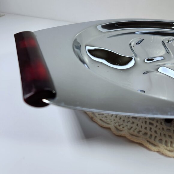 Gourmates Glo Hill Large Serving Tray Meat Platter Cherry Bakelite Handles Feet - Picture 5 of 12